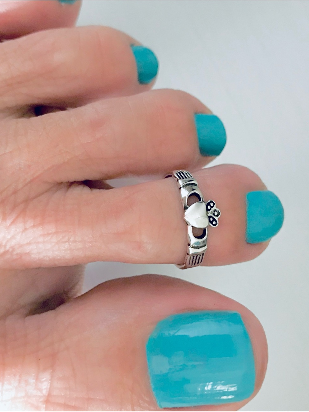 Sterling Silver Irish Claddagh Toe Ring, Friendship Loyalty Heart Hand Rings